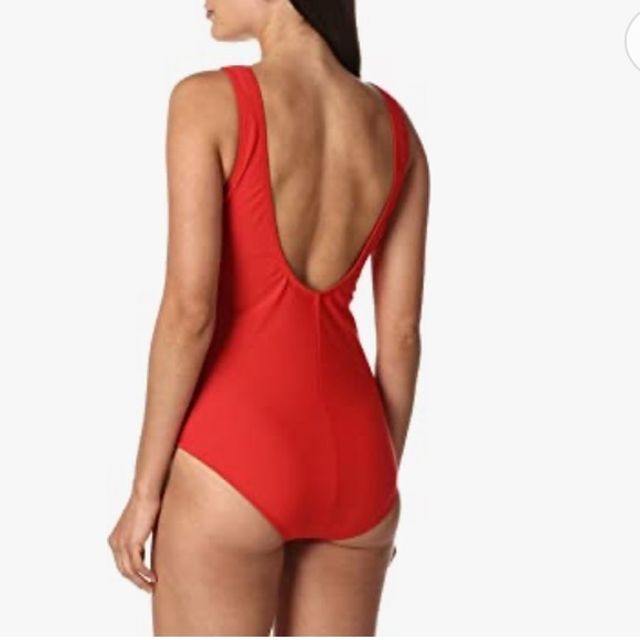 All American Firecracker Red One Piece Maillot Swimsuit Size Medium U Back - Picture 3 of 8